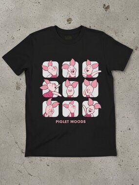 Piglet Moods Graphic T-Shirt | Cute Cartoon Tee | Aesthetic Funny Mood Shirt